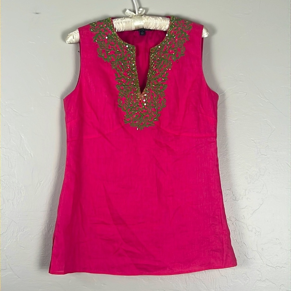 Lafayette 148 Pink Linen Top